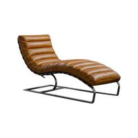 RELAXLIEGE SIRY Braun Leder - Silberfarben/Braun, Leder/Metall (61/88/150cm) - KAWOLA