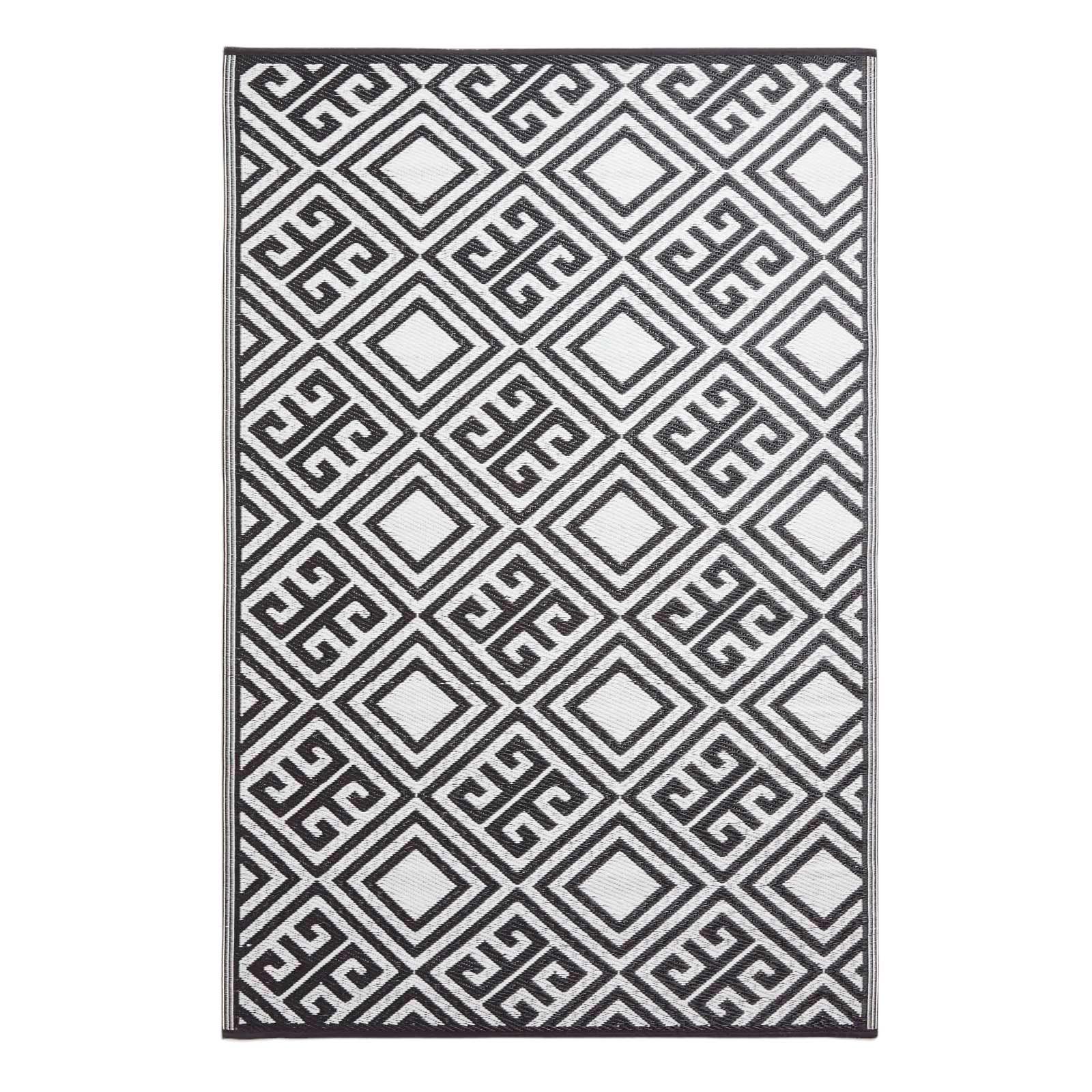 OUTDOORTEPPICH geometrisch gemustert 120/186 cm - Schwarz/Weiß, Kunststoff (120/186cm) - Homescapes