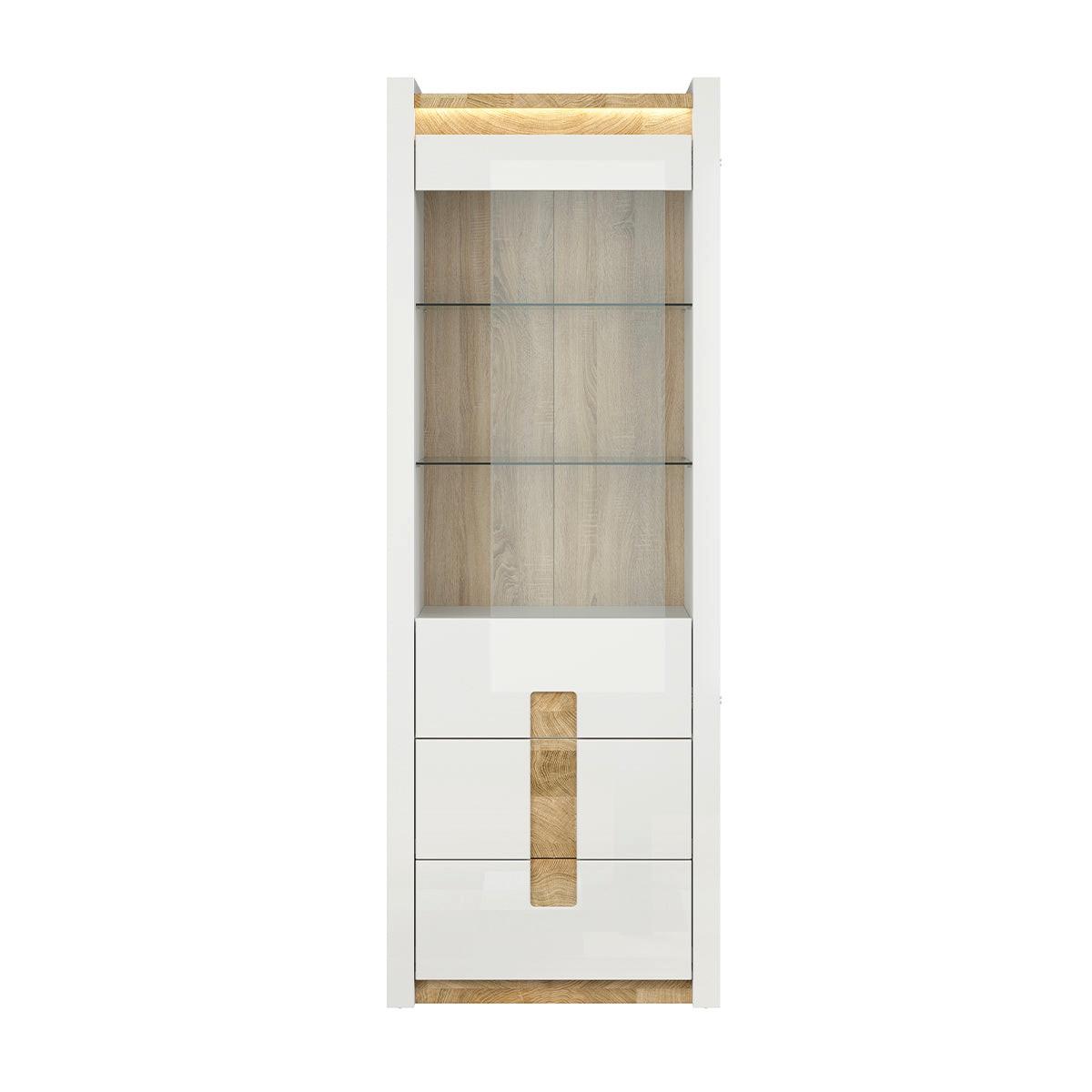 VITRINE Helios Weiß und Holz - Weiß, Holzwerkstoff (72/202/42cm) - Petits-meubles