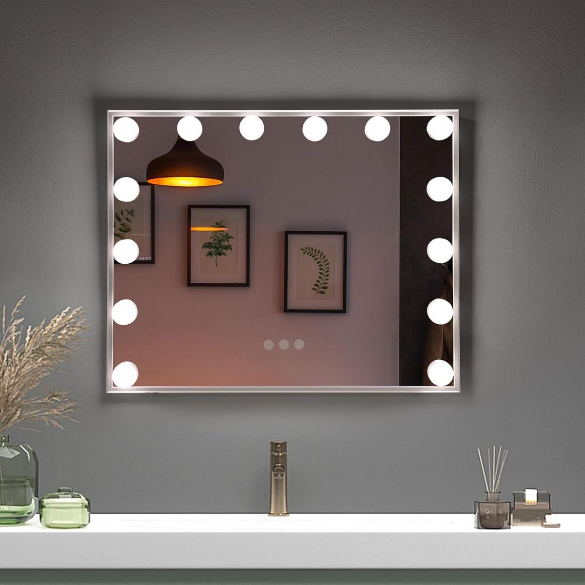 SPIEGEL Hollywood Silber - Silberfarben, Glas (50/43/18cm) - COSTWAY