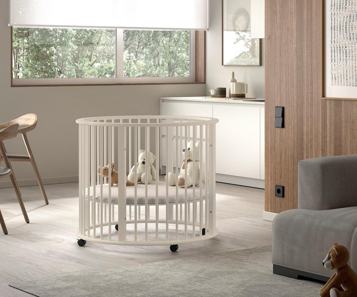 LAUFGITTER rund Keira Buche Massivholz beige 3-fach höhenverstellbar - Buchefarben, Holz - 58aufmkessel