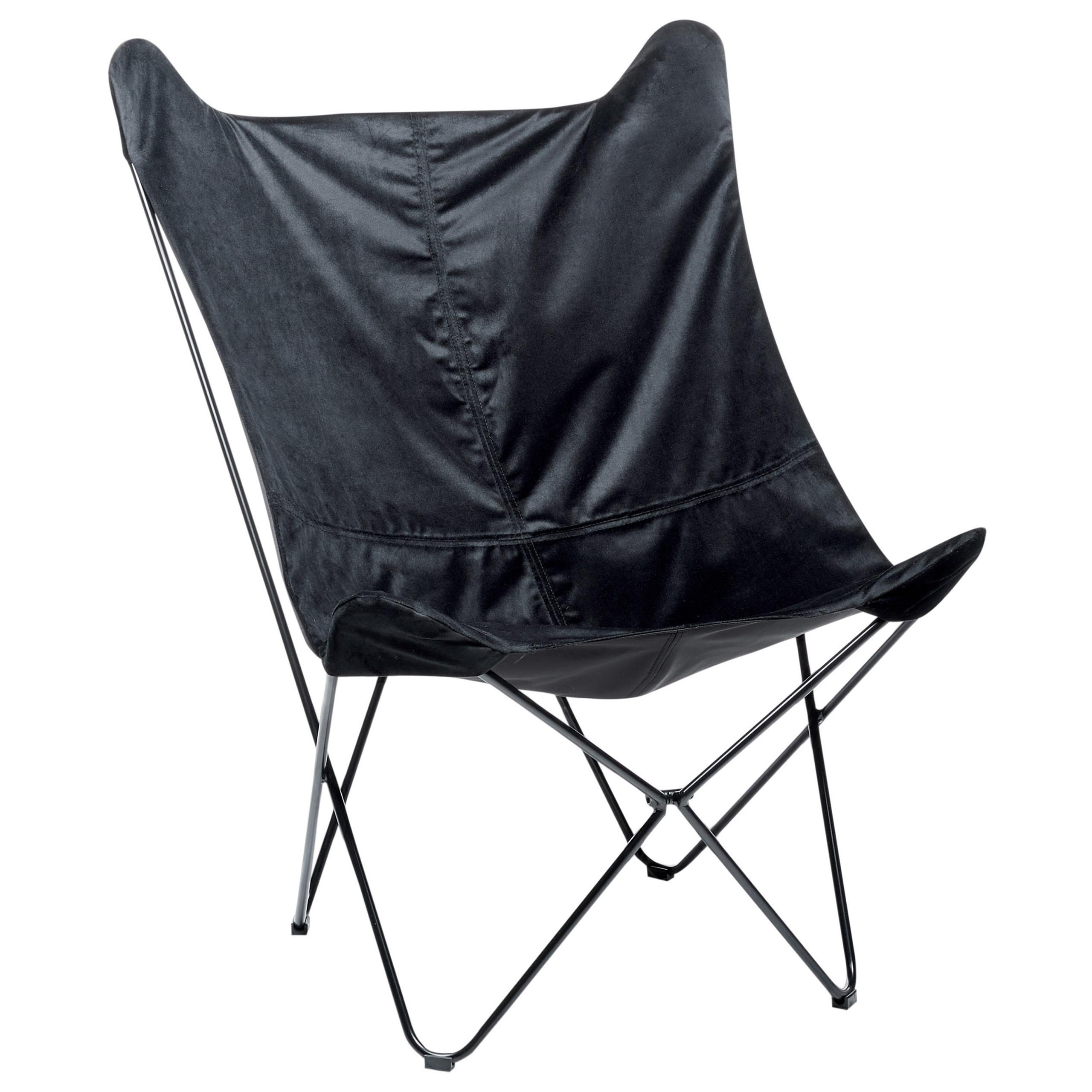 SCHMETTERLINGSSESSEL Samtstoff Schwarz Nybro - Schwarz, Textil/Metall (70/99/85cm) - Beliani