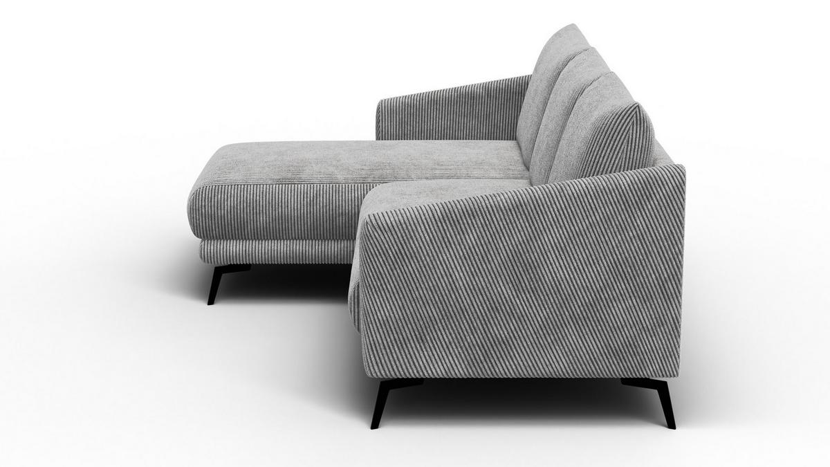 ECKSOFA VILT 3-Sitzer, hellgrau - Hellgrau/Schwarz, Holzwerkstoff/Textil (221/156cm) - Wozimo