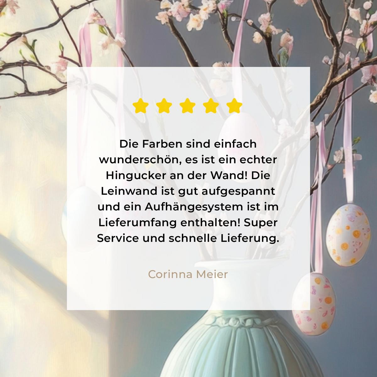 LEINWANDBILD Stillleben - Vase - Osterzweig Wandbild 40x30 cm - Hellblau, Textil (40/30cm) - MuchoWow