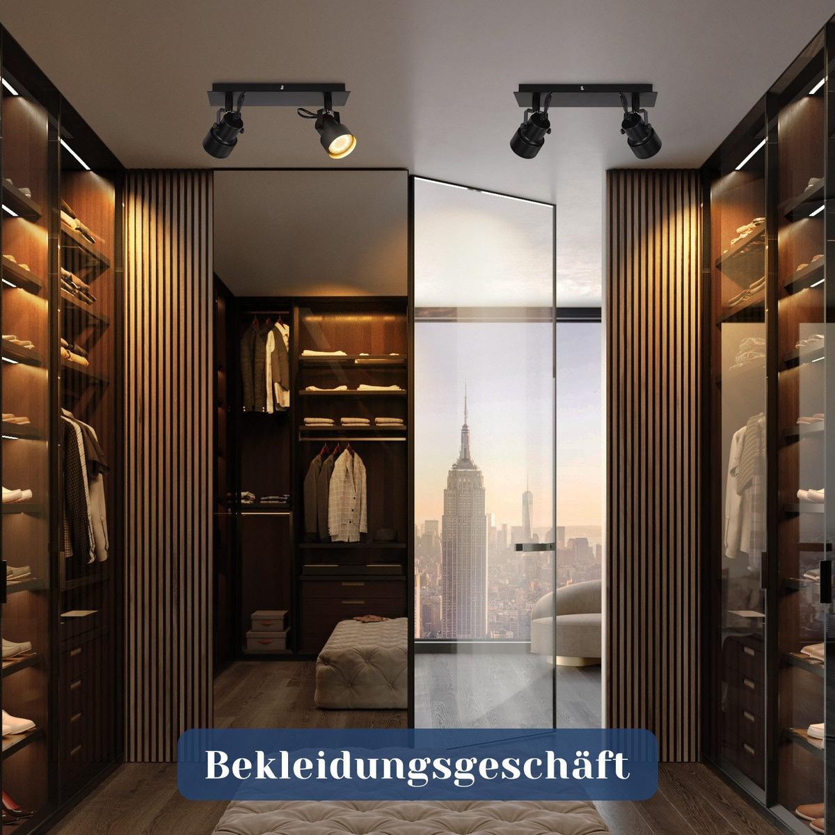 DECKENSTRAHLER Hitzebringer 2-flammig 28/7/10.5cm - Schwarz, Metall (28/7/10.5cm) - Nettlife