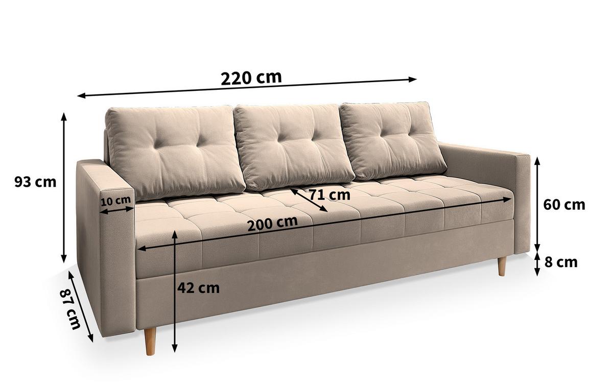 BETTSOFA MILO Grün Plüsch-Stoff mit Schlaffunktion - Grün, Textil (220/93/87cm) - MASSENO