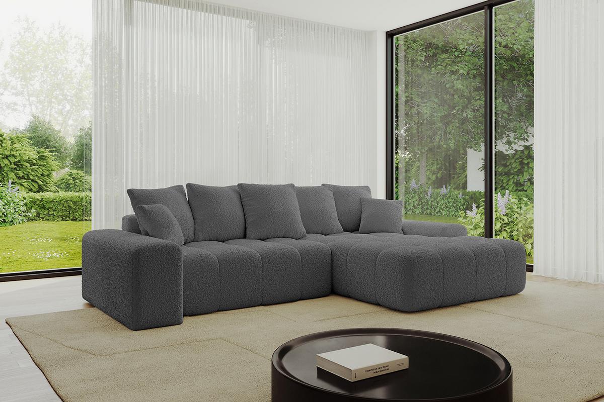ECKSOFA Ottomane Rechts ENSI-L - 267x164x69 cm Platinfarben - Platinfarben, Holzwerkstoff/Kunststoff (164/267cm) - ALTDECOR