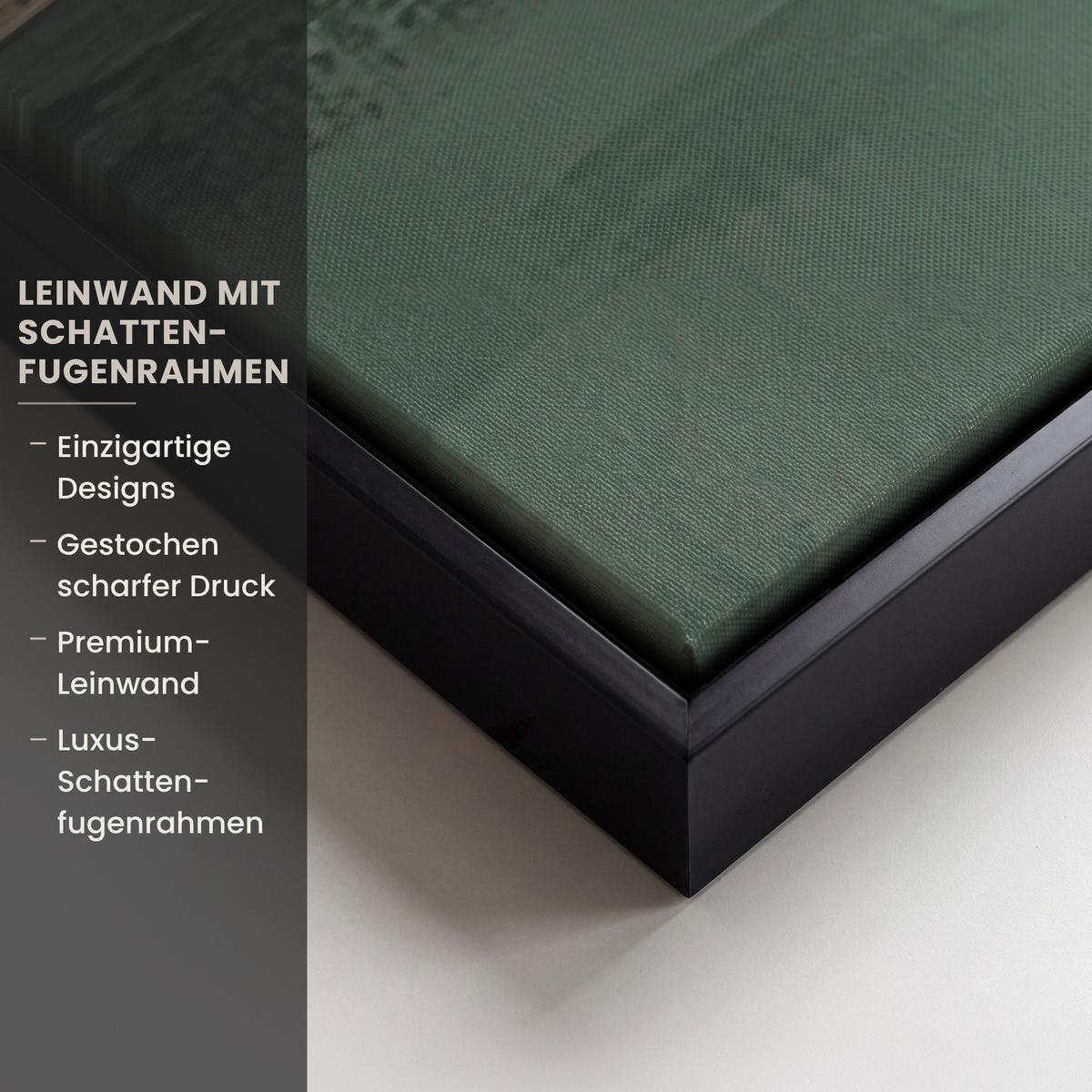 LEINWAND Bilder mit Rahmen - Abstrakt - Gold - Bronze - Grün - Formen - Modern - 120x80 - Multicolor, Textil (120/80cm) - MuchoWow