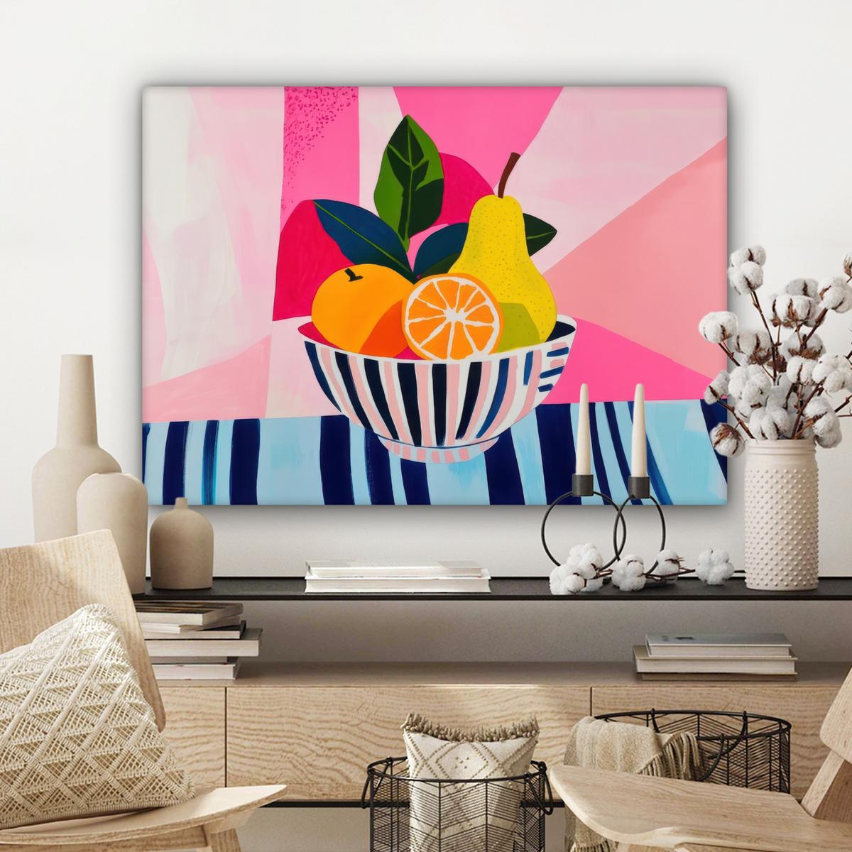 LEINWANDBILD Obst - Abstrakter Hintergrund - Rosa Wandbilder 80x60 cm - Pink, Textil (80/60cm) - MuchoWow