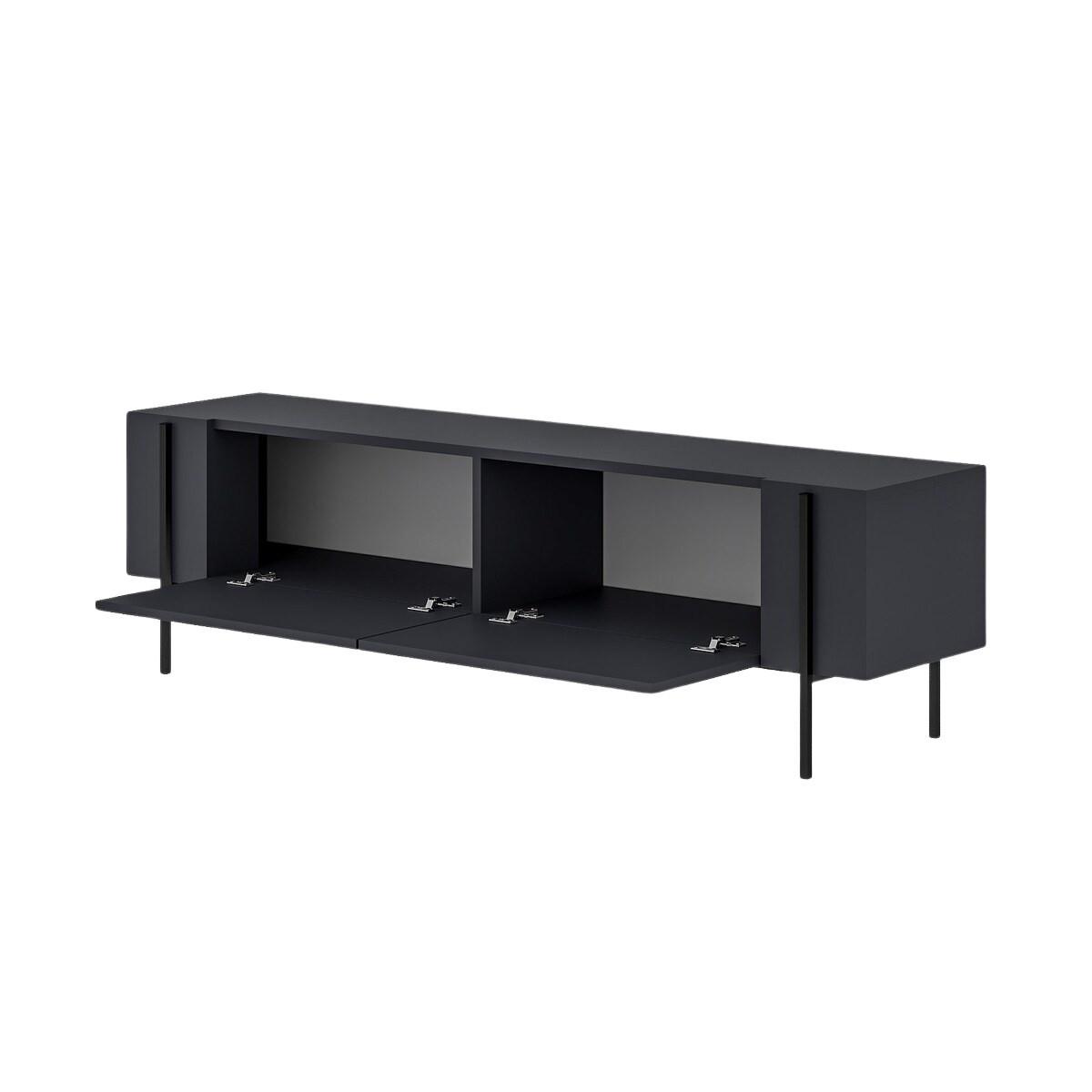 TV-MÖBEL mit 2 klappbaren Türen und Metallfüßen 31,4/160/45,6 cm - Anthrazit, Holzwerkstoff (31.4/45.6/36cm) - Calicosy