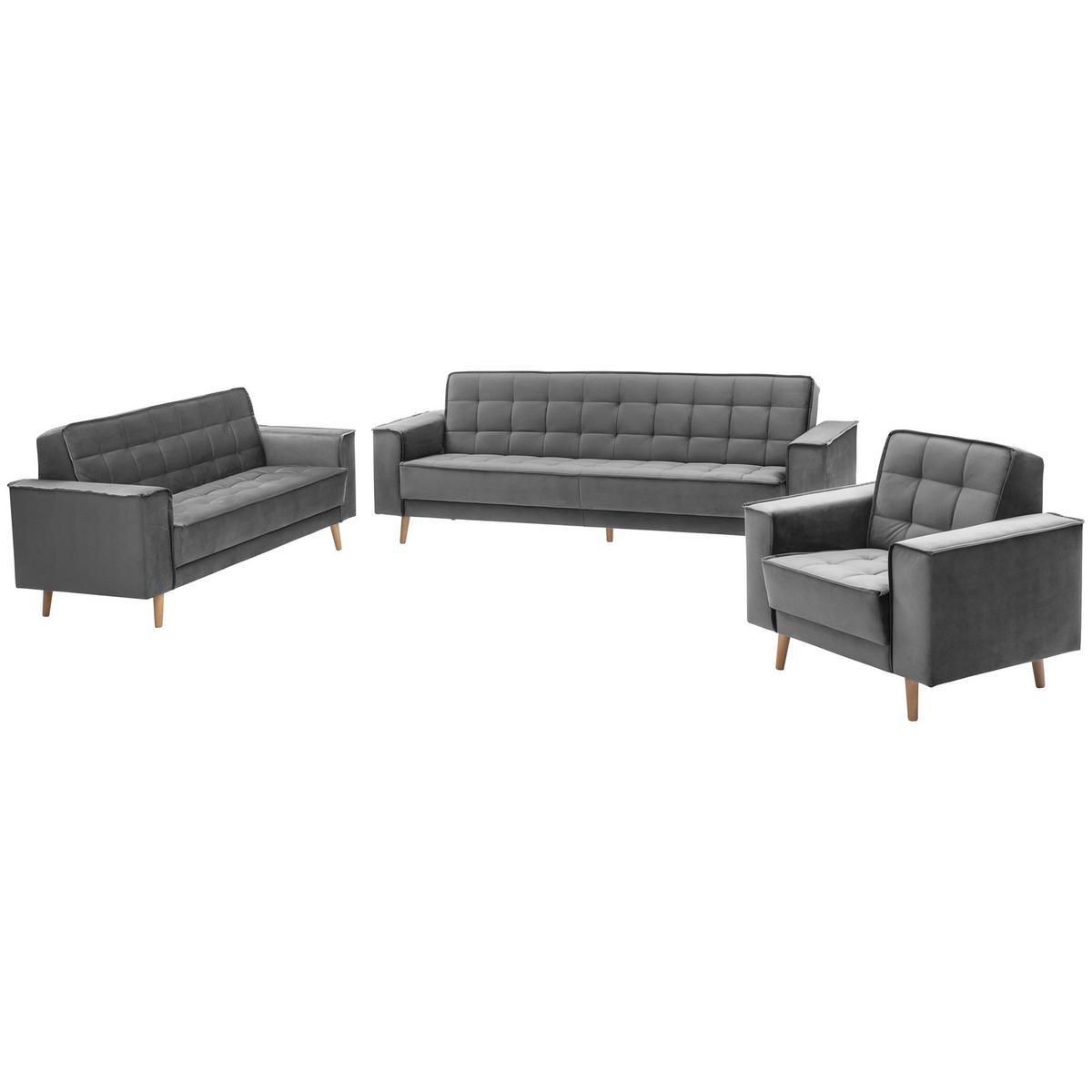 SOFA 2-Sitzer Kavindra Samtvelours anthrazit - Anthrazit, Kunststoff (180/84/78cm) - 58aufmkessel
