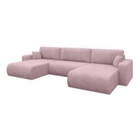 WOHNLANDSCHAFT mit Schlaffunktion und Bettkasten BERY-U 377x193x88 Rosa Cord - Schwarz/Rosa, Holzwerkstoff/Kunststoff (377/88/193cm) - ALTDECOR