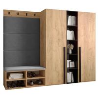 GARDEROBEN-SET 214/184/42 - Eichefarben/Schwarz, Holz/Kunststoff (214/184/42cm) - MÖBEL KRYSPOL