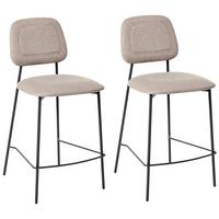 BARHOCKER 2er-Set Taupe Duette - Taupe/Schwarz, Textil (45/96/48cm) - Beliani