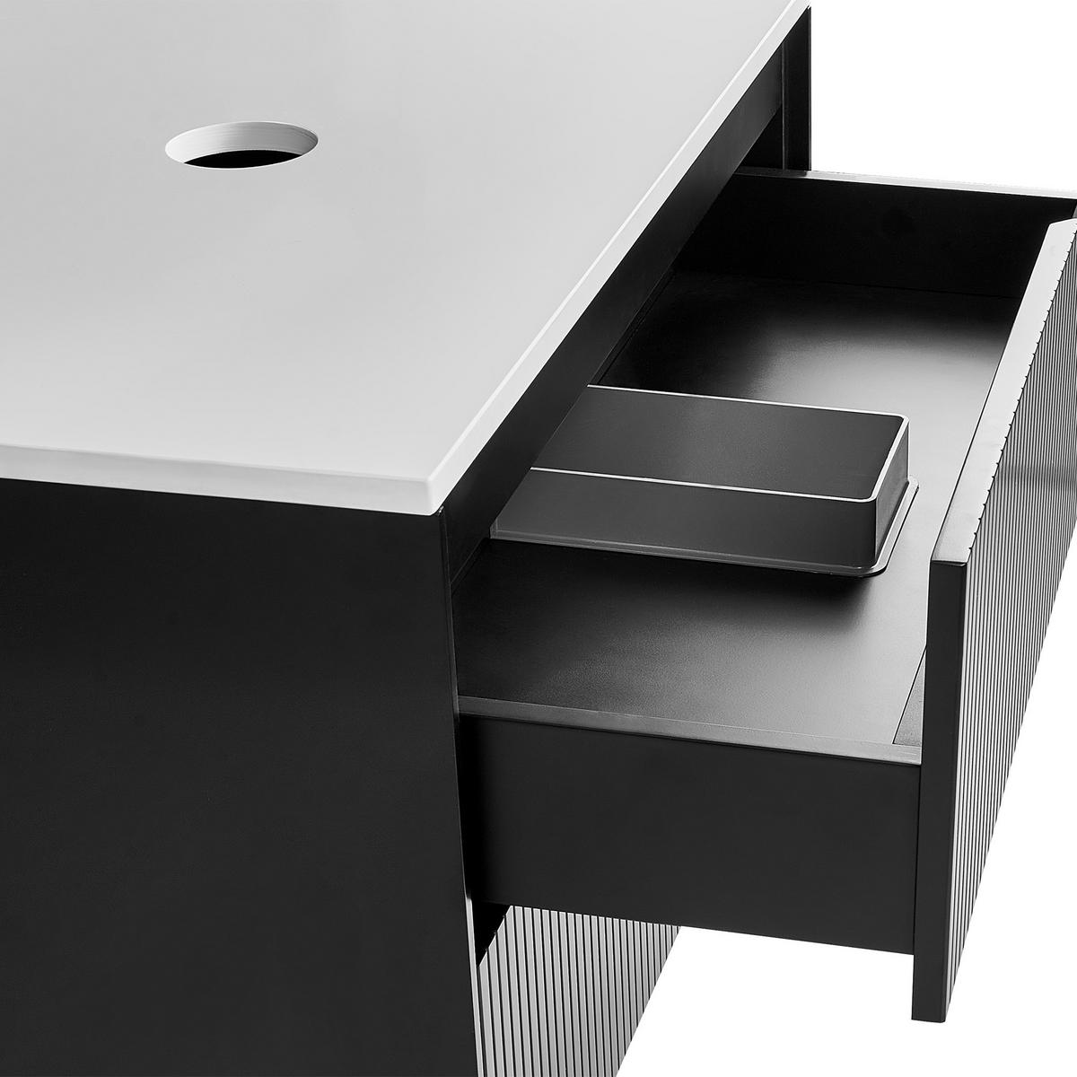 WASCHBECKENUNTERSCHRANK wandmontiertk 60 cm Schwarz Quintela - Schwarz, Holzwerkstoff (60/48/52cm) - Beliani
