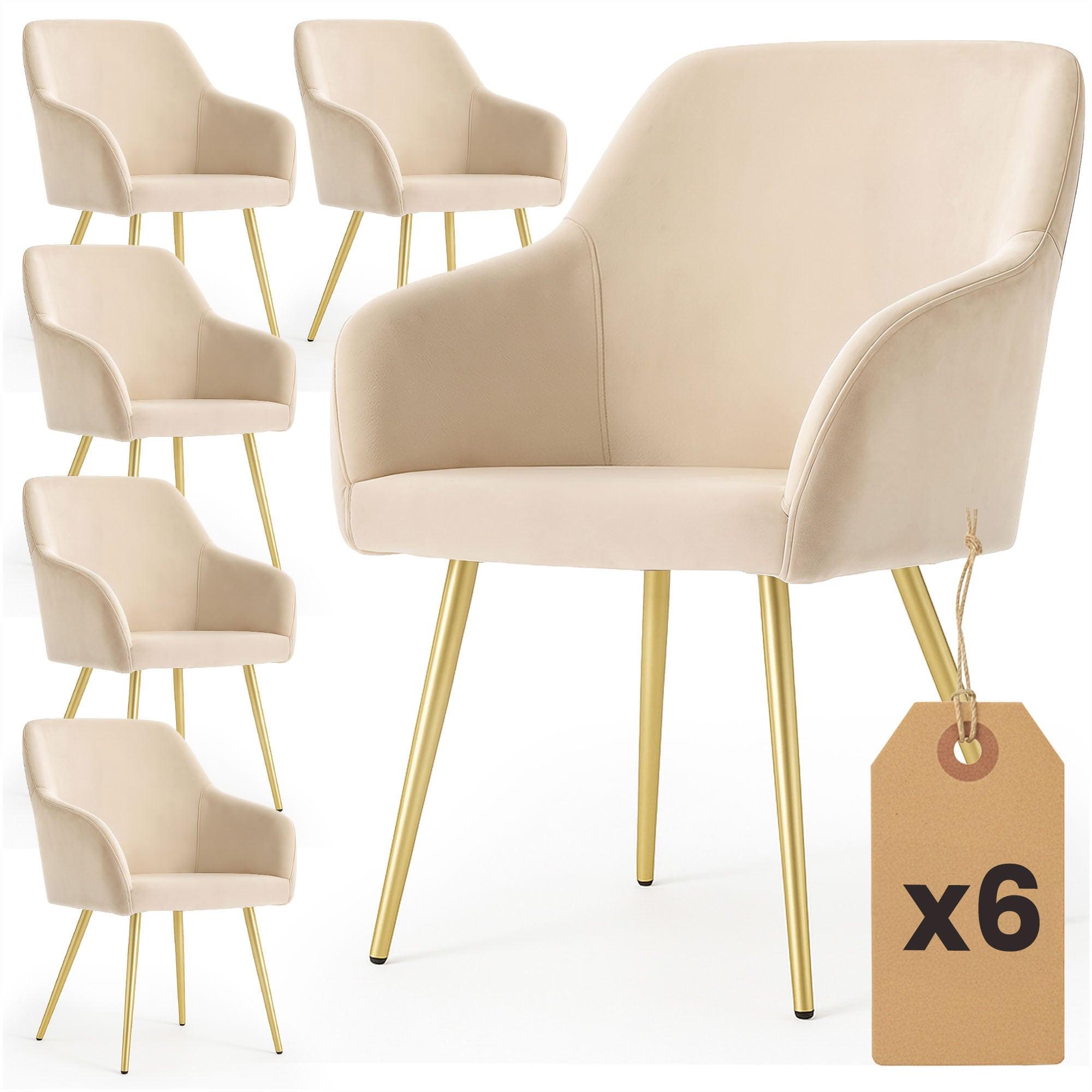 POLSTERSTUHL 6er Set, Metallbeine Beige, Gold 54,5/83/58 - Beige, Textil (55/83/51cm) - RAUMHIRSCH FURNITURE