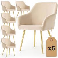 POLSTERSTUHL 6er Set, Metallbeine Beige, Gold 54,5/83/58 - Beige, Textil (55/83/51cm) - RAUMHIRSCH FURNITURE