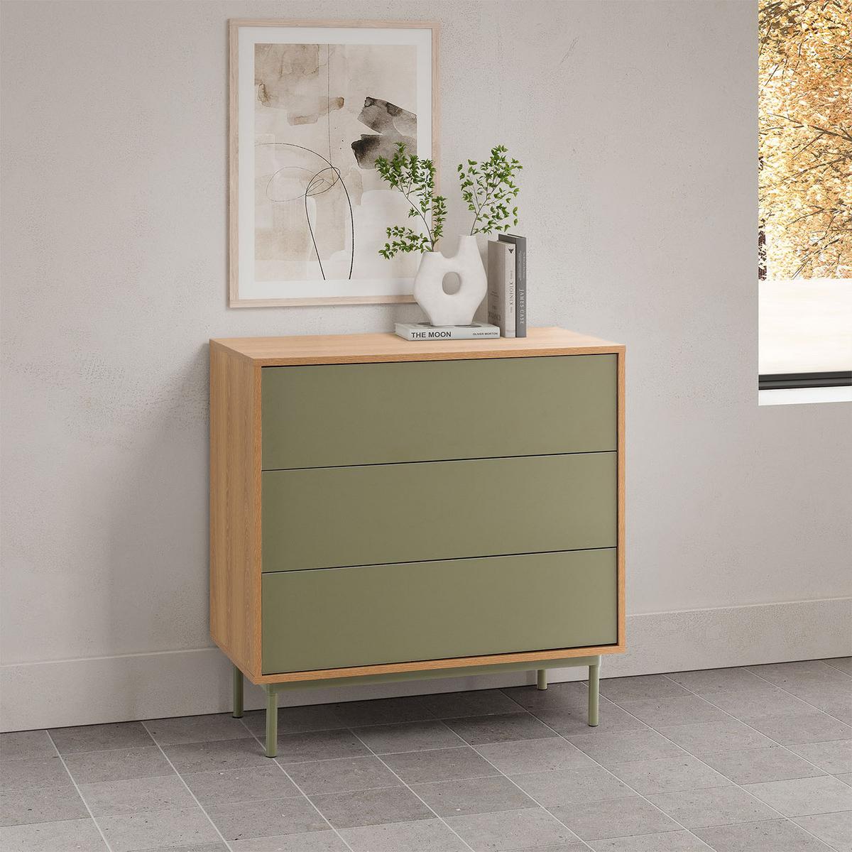 KOMMODE 80/80/40 Cuzco Eichenfarbe/grün - Grün, Holzwerkstoff (80/80/40cm) - VS Venta-stock