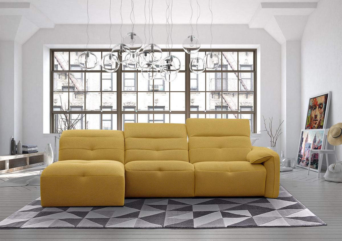 ECKSOFA TRENTO 4-Sitzer, gelb - Gelb/Schwarz, Holzwerkstoff/Kunststoff (165/262cm) - Wozimo