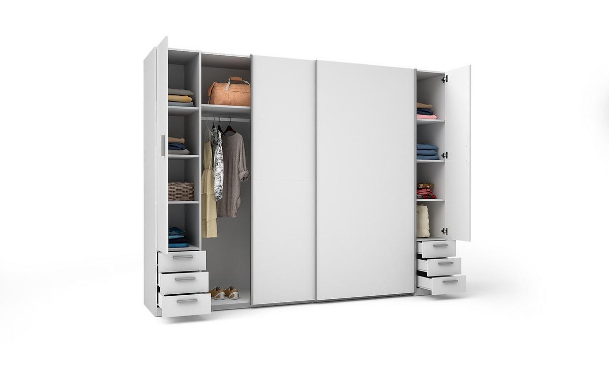 KLEIDERSCHRANK Weiß, Grau 270/208/61 - Weiß/Grau, Holzwerkstoff (270/208/61cm) - RAUMHIRSCH FURNITURE
