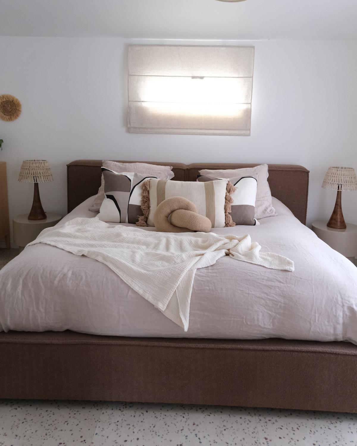 POLSTERBETT mit Lattenrost 180x200 cm Braun Linards - Braun, Textil (180/200cm) - Beliani