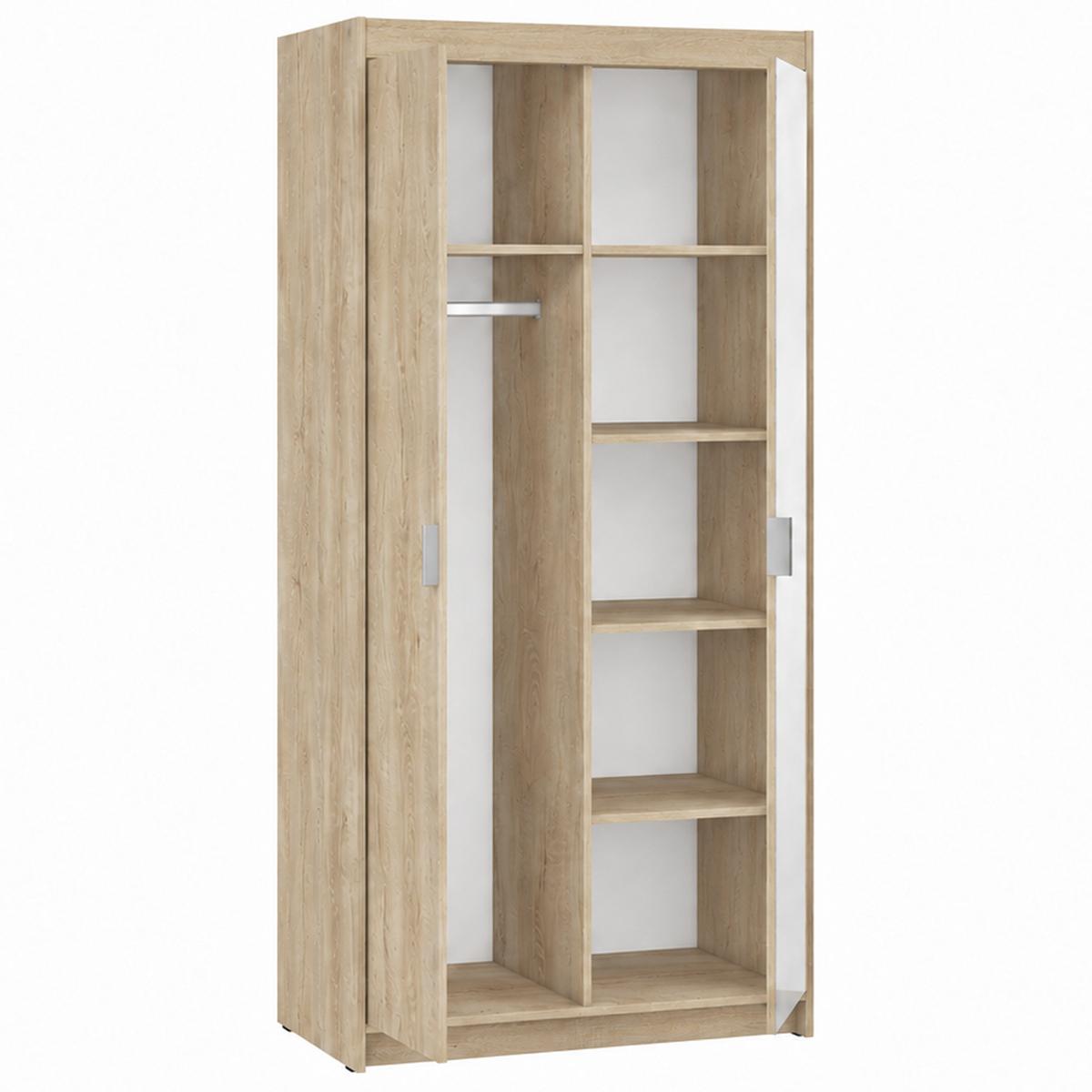 DREHTÜRENSCHRANK Elena mit 2 Türen und Spiegel, 90 cm, Sonoma Eiche - Sonoma Eiche, Holzwerkstoff (90/190/53cm) - Beautysofa