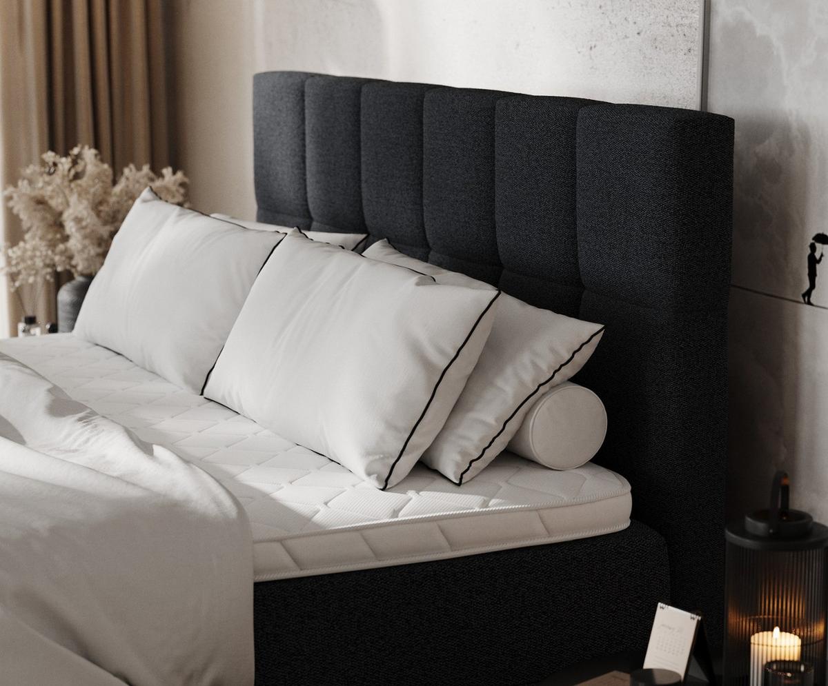 BOXBETT Savio 140/200 cm Anthrazit im Riva Stoff - Anthrazit/Schwarz, Holz/Holzwerkstoff (140/200cm) - AltaBeds