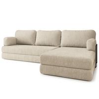 ECKSOFA LEA modulares Boneless Sofa mit Schlaffunktion Creme Boucle-Stoff - Creme, Textil (270/160cm) - MASSENO
