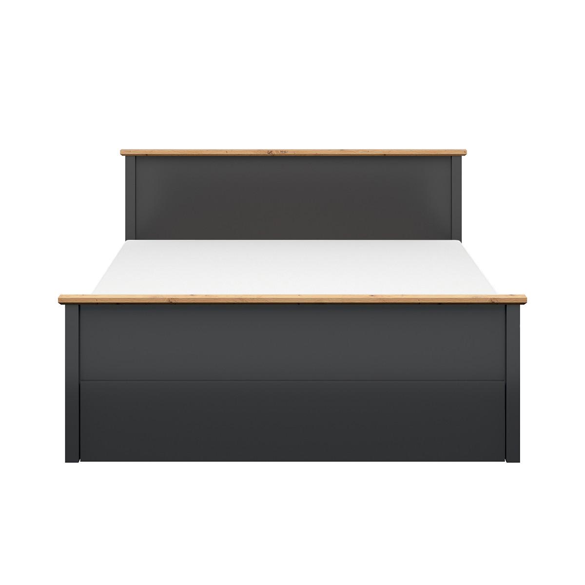 BETT 160/200 Duck Anthrazitgrau und Holz in Eichenoptik - Grau, Holzwerkstoff (160/200cm) - Petits-meubles