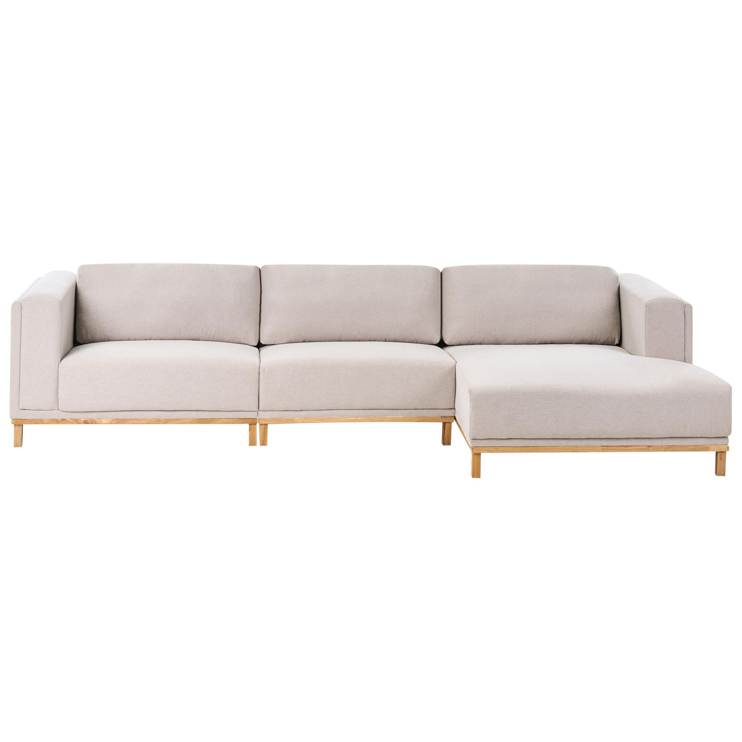 ECKFSOFA 5-Sitzer Stoff Hellbeige linksseitig Veng - Hellbraun/Beige, Textil (347/156cm) - Beliani