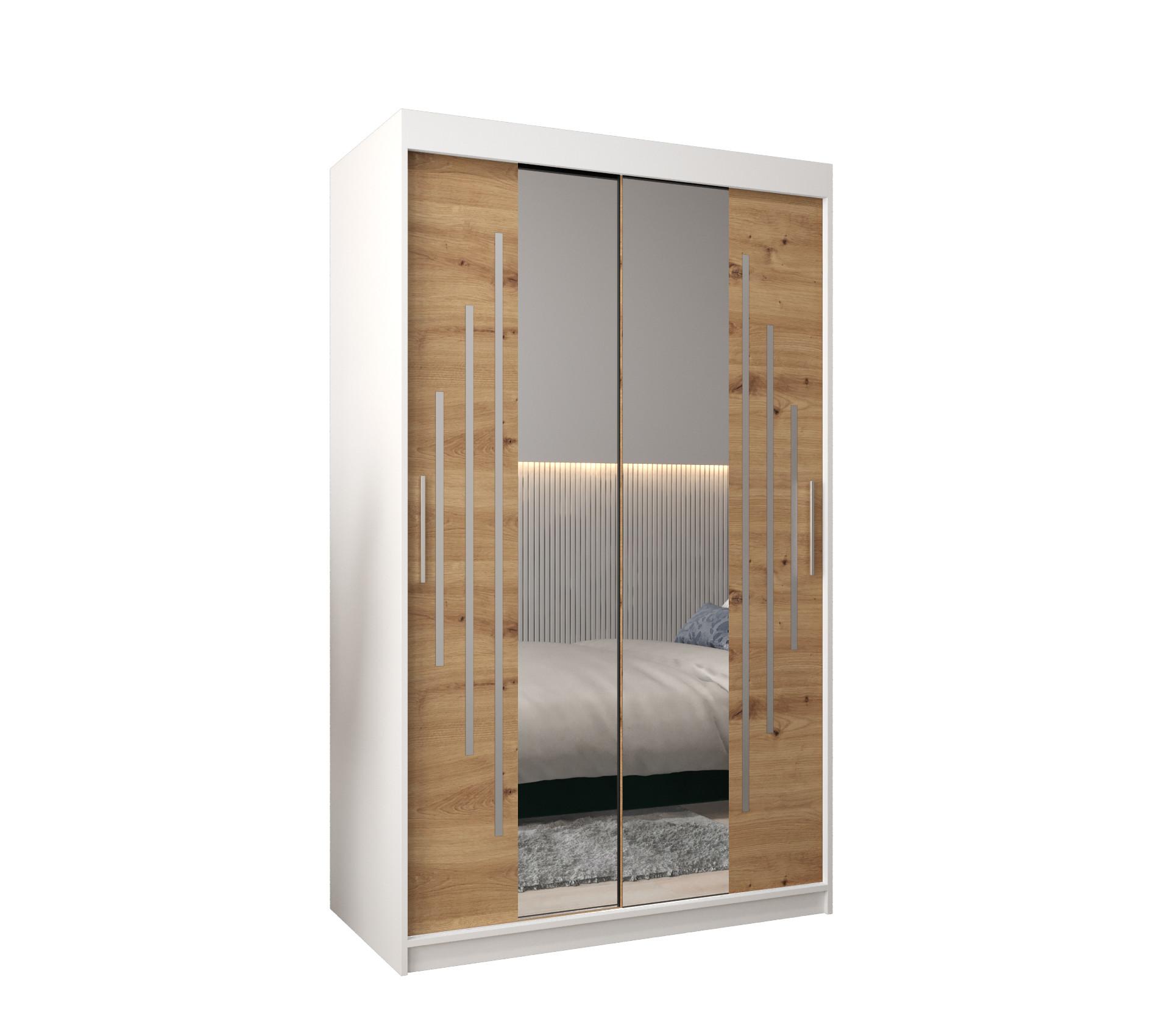 SCHWEBETÜRENSCHRANK 200/120/62 2-türig - Silberfarben/Eiche Artisan, Holz/Kunststoff (120/200/62cm) - Abiks Möbel