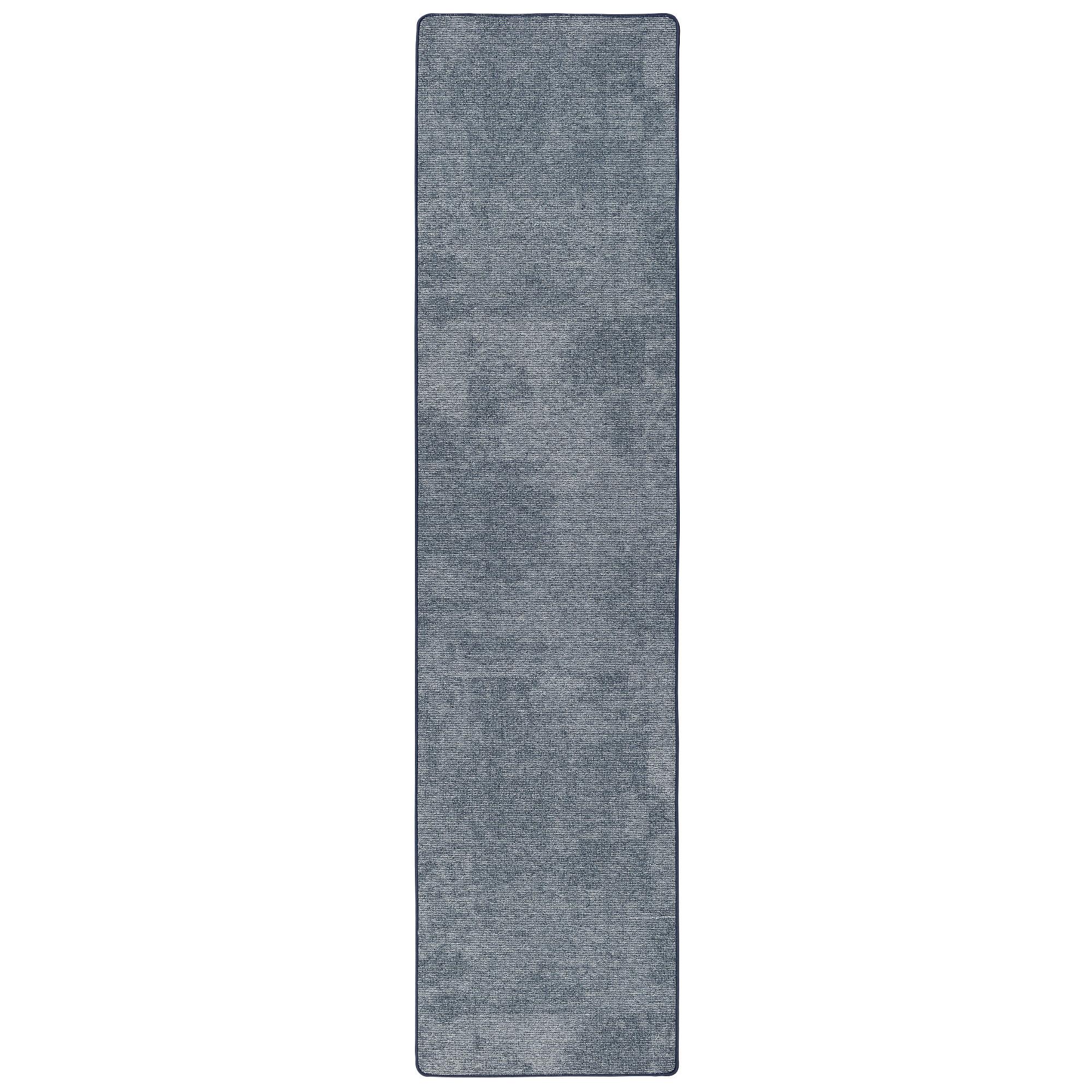 STREIFENBERBER TEPPICH LÄUFER LINES MELIERT - Blau, Textil (100/100cm) - Snapstyle