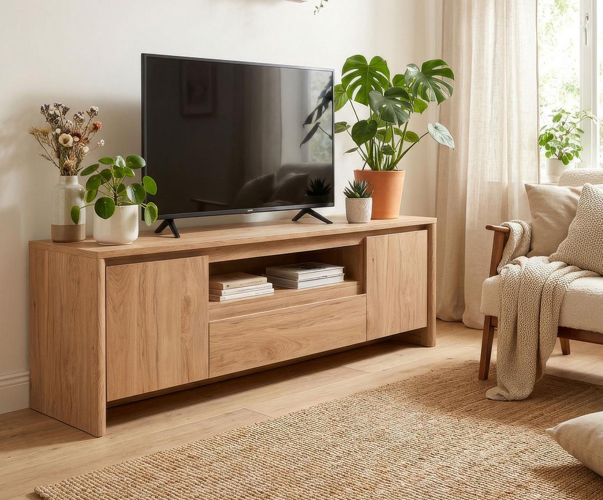 TV-LOWBOARD Hickory Walnuss 164 x 59 cm, TV Unterteil in modernem Design - Walnussfarben, Holzwerkstoff (163.5/59/40cm) - Furn.Design