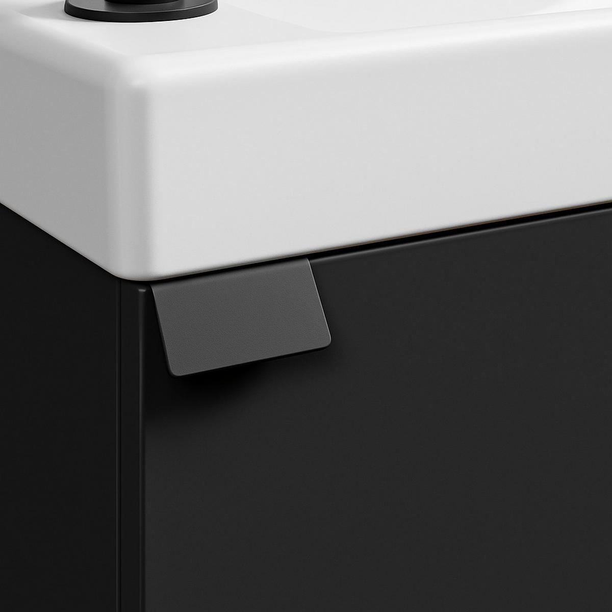 GÄSTE-WC-MÖBELSET Apollo 2 Teile Schwarz Matt - 40 x 22 x 64 cm - Schwarz, Holz (40/68/22cm) - Badplaats