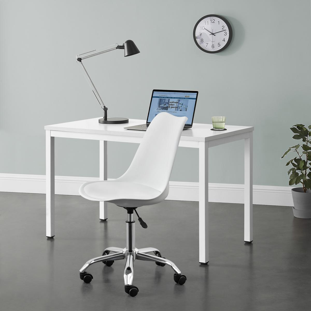 DREHSTUHL Atherton - Chromfarben/Weiß, Kunststoff/Textil (48/93/55cm) - [en.casa]