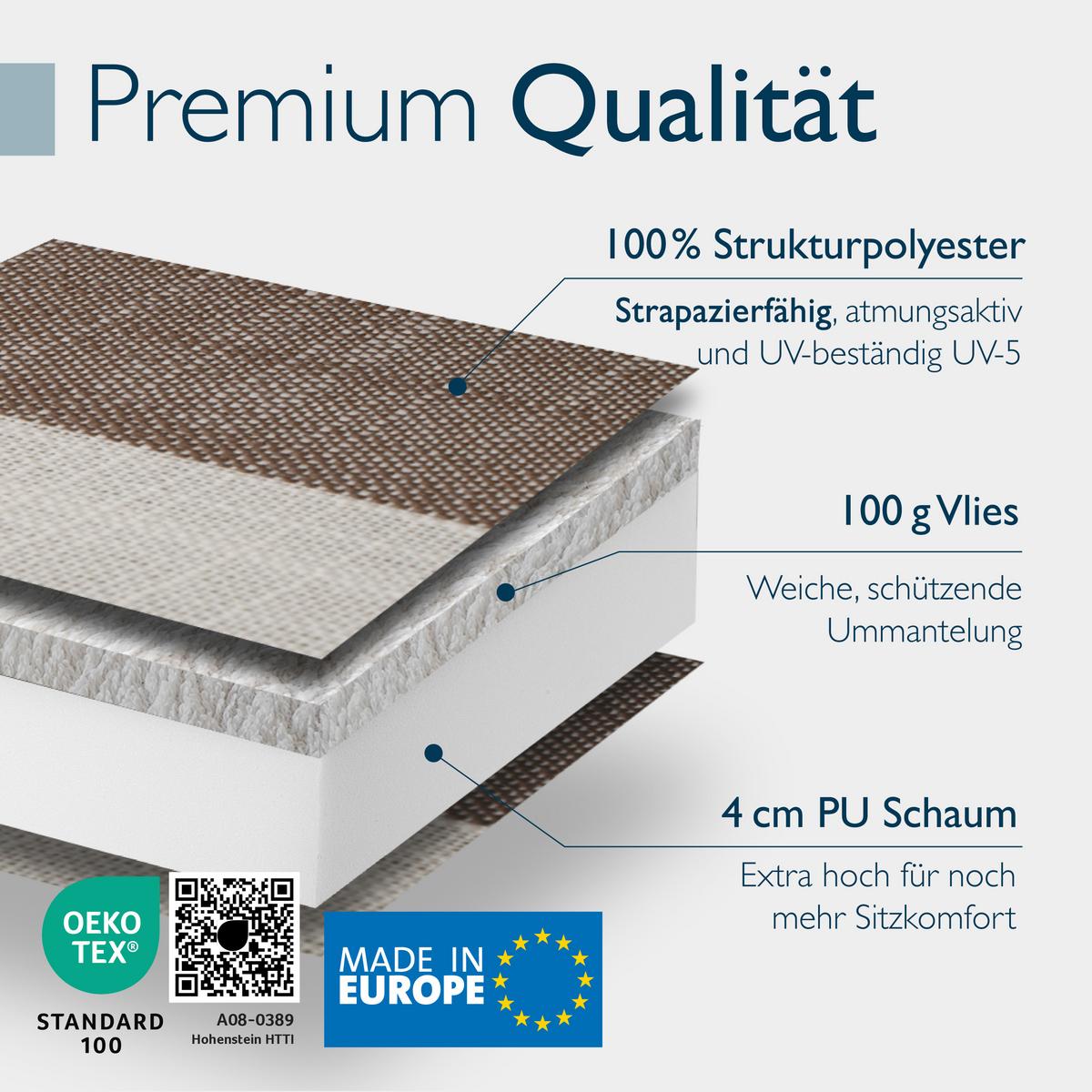 HOCHLEHNER Sun-HL 119x50x8cm Beige-Weiß-Gestreift (7tlg) - Beige, Textil (50/120cm) - Beautissu 