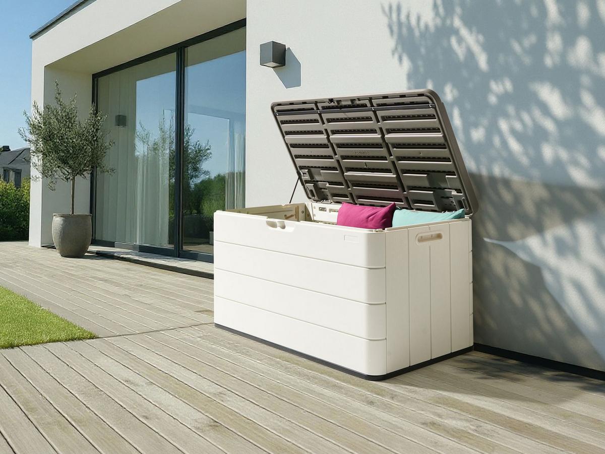AUFBEWAHRUNGSBOX 116/60 cm Weiß Milies - Weiß/Grau, Kunststoff (116/60/60cm) - Beliani