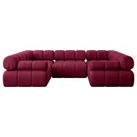 WOHNLANDSCHAFT modulares Sofa Birno-U1 - 285x190x70 cm Bordeauxrot Velours - Bordeaux, Holzwerkstoff/Textil (285/70/190cm) - ALTDECOR