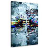 LEINWANDBILD Abstrakt Faust Graffiti Street Art 70x100cm - Grau, Textil (70/100cm) - Feeby