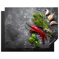 HERDABDECKPLATTE Pfeffer - Kräuter - Gewürze - Beton Induktionsmatte 77x59 cm - Rot, Kunststoff (77/59/0.2cm) - MuchoWow
