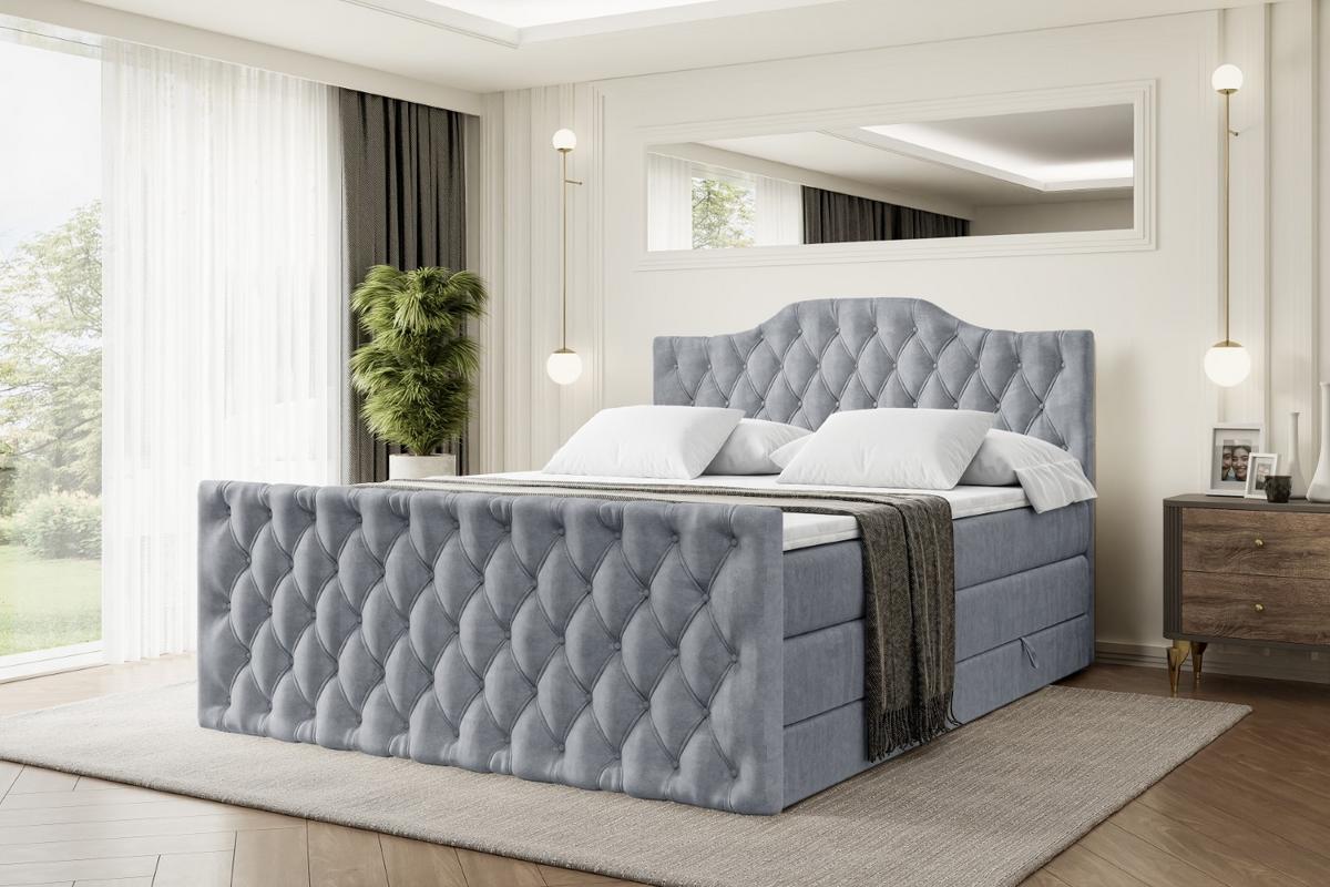 BOXSPRINGBETT VILA-1-Z KING - 140x200 - H3/H4 - Grau - Grau, Holzwerkstoff (140/200cm) - ALTDECOR