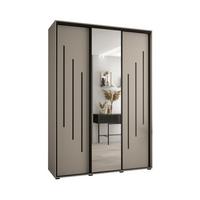SCHWEBETÜRENSCHRANK 235,2/170/60 2-türig - Kaschmir/Schwarz, Holz/Metall (170/235.2/60cm) - MÖBEL KRYSPOL