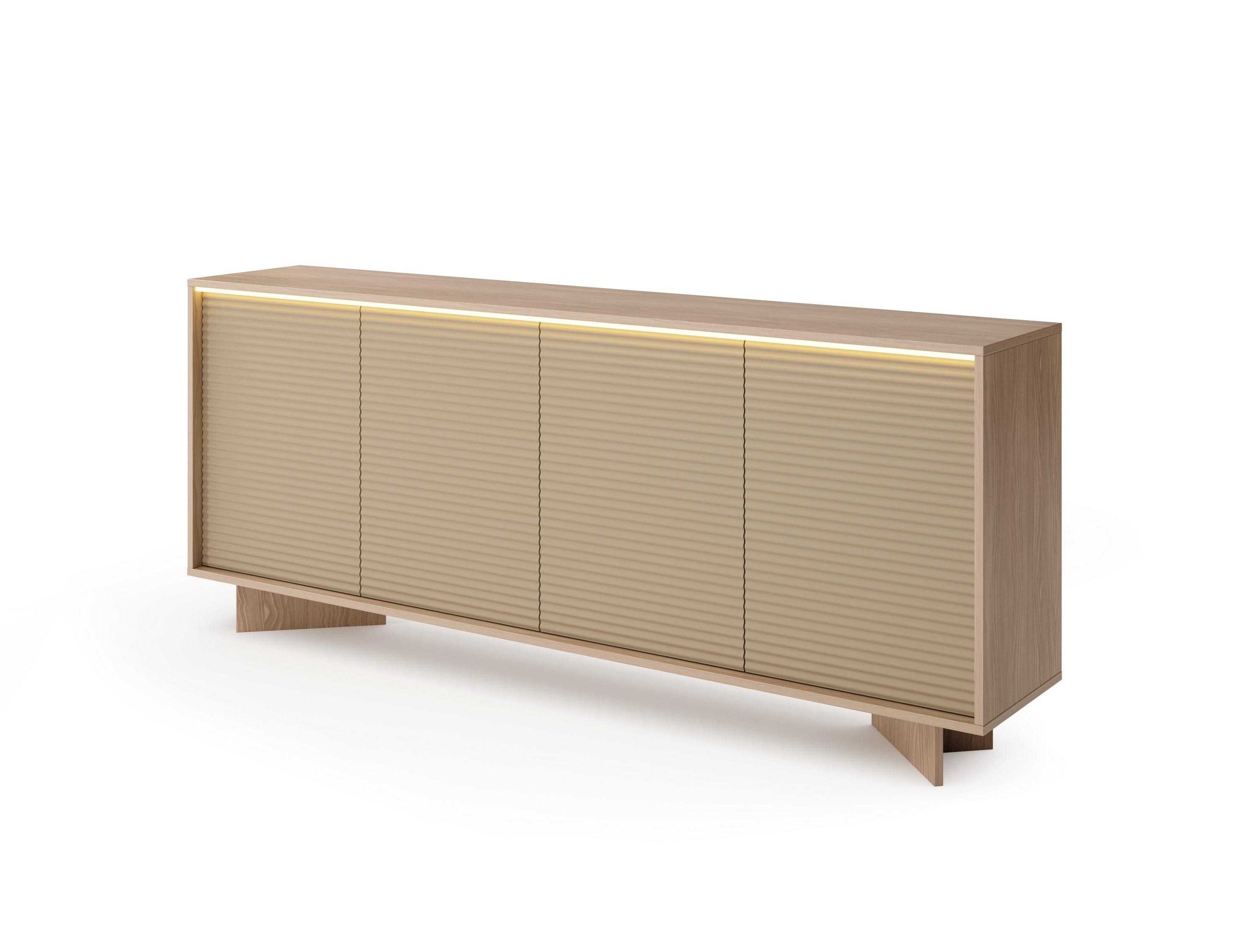 KOMMODE RIGATO 203,9/84,4/40cm mit Schubladen 4 Türen Beige - Beige, Holzwerkstoff (203.9/84.4/40cm) - MASSENO