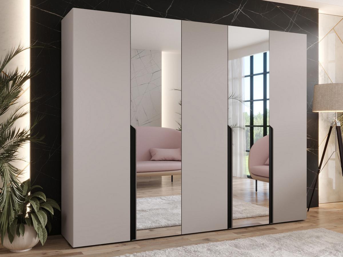 DREHTÜRENSCHRANK Mila II 250 - Kaschmir/Schwarz, Holzwerkstoff/Kunststoff (250/202/52cm) - MIRJAN24