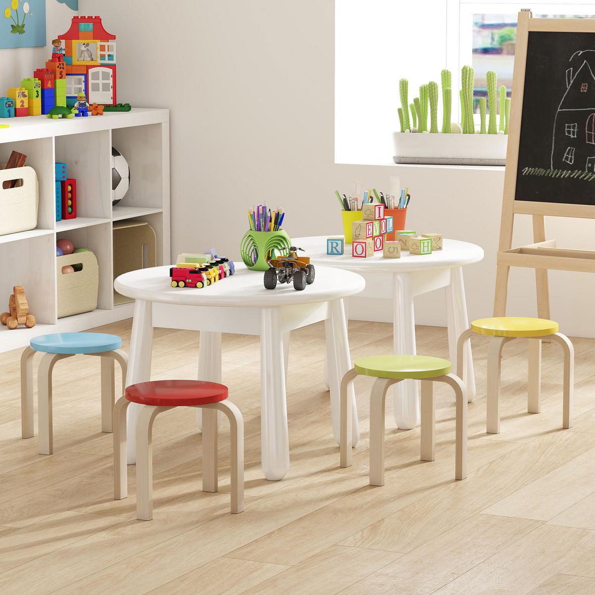 HOCKER 4er Set Holzwerkstoff Mehrfarbig - Multicolor, Holzwerkstoff (36/30/36cm) - HOMCOM