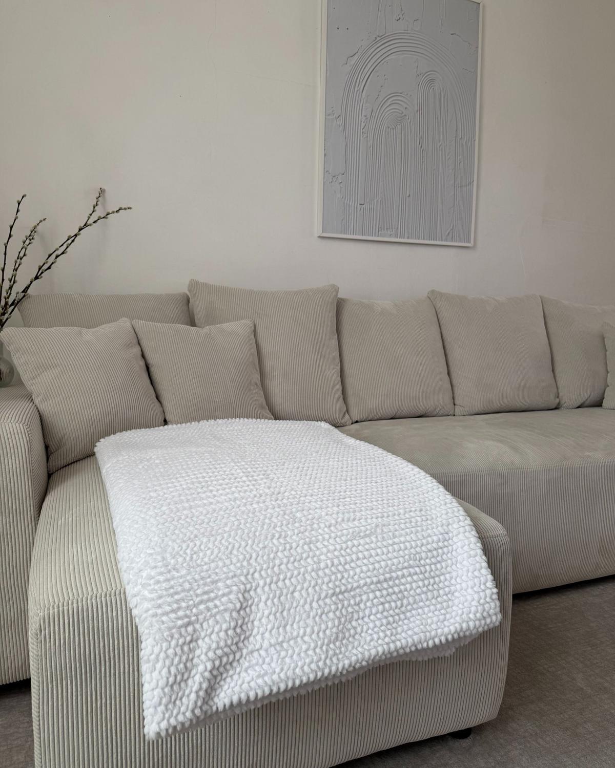 DECKE Weiß Bjas 150/200 cm - Weiß, Textil (150/200cm) - Beliani