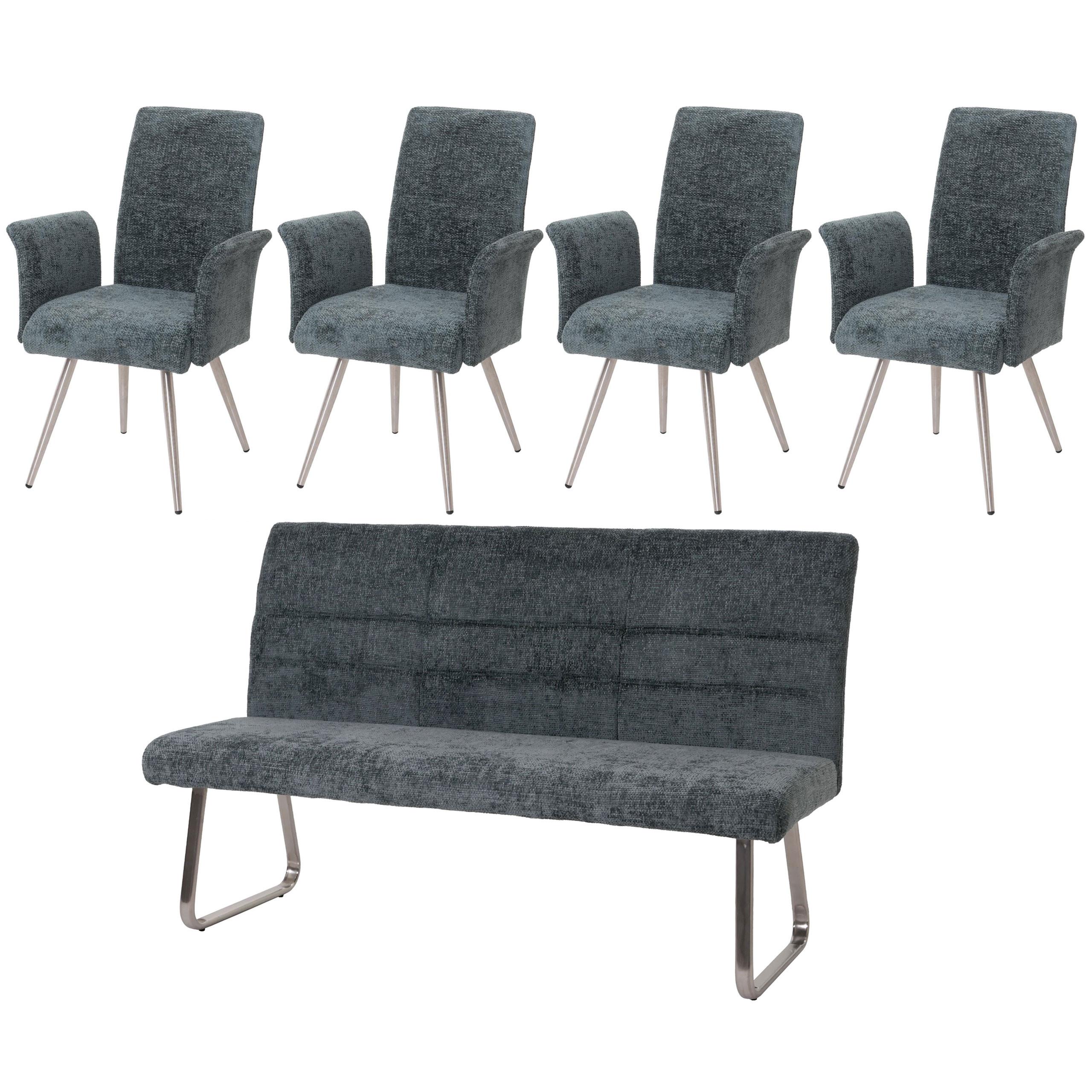 ESSZIMMER-SET Blau 5er-Set - Blau, Textil (180/99/65cm) - MCW