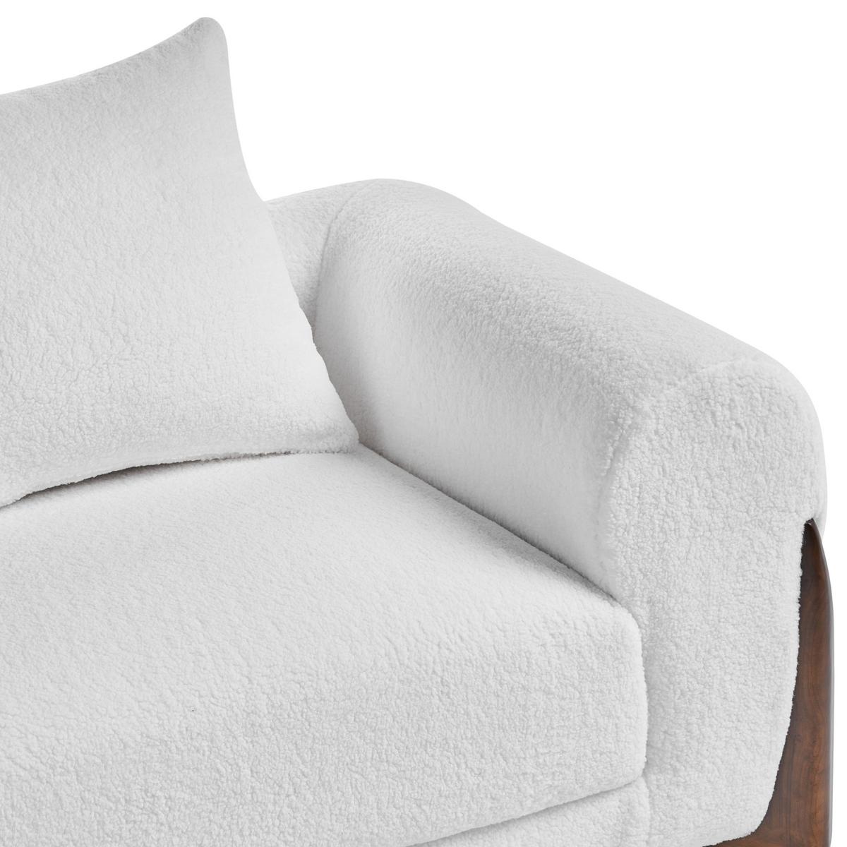 3-SITZER-SOFA Bouclé Weiß Vinliden - Weiß/Braun, Textil (180/62/87cm) - Beliani
