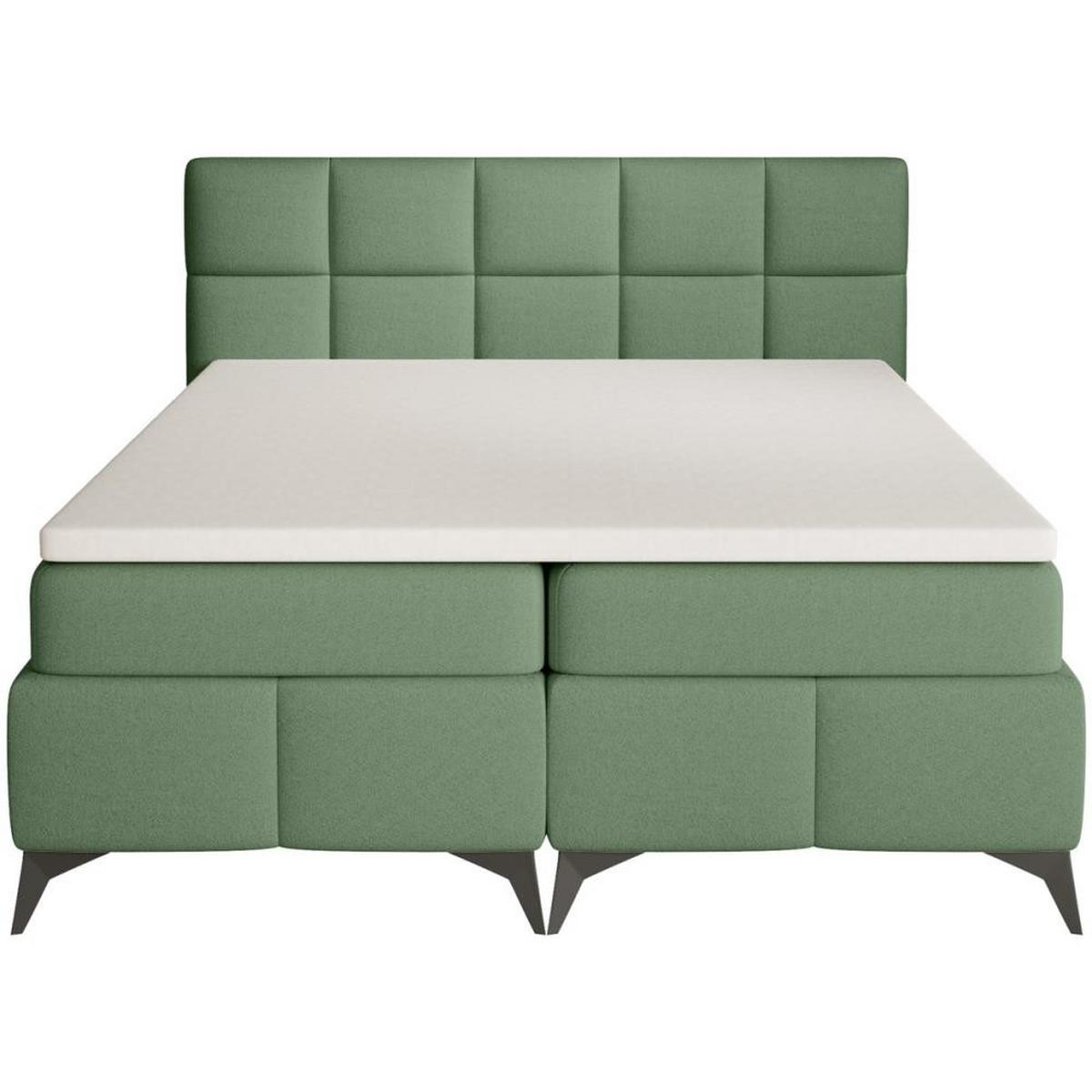 BOXBETT Solido mit Bettkasten 160x200 cm grün - Schwarz/Grün, Textil/Metall (160/200cm) - Beautysofa