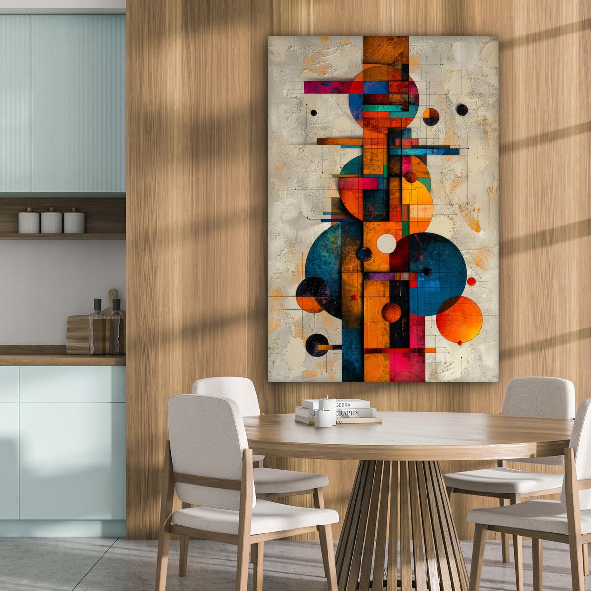 LEINWANDBILD Vintage - Moderne Kunst - Orange - Geometrische Formen Deko XXL 80x120 cm - Multicolor, Textil (80/120cm) - MuchoWow